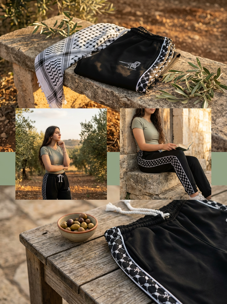 Keffiyeh Sweatpants - Black