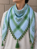Baby Blue + Green Keffiyeh