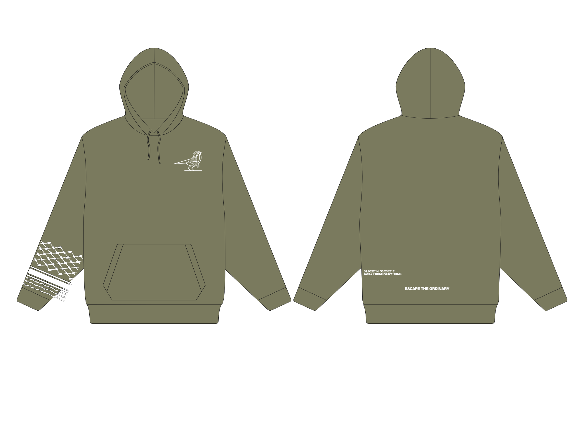 Keffiyeh Lightweight Hoodie - Green
