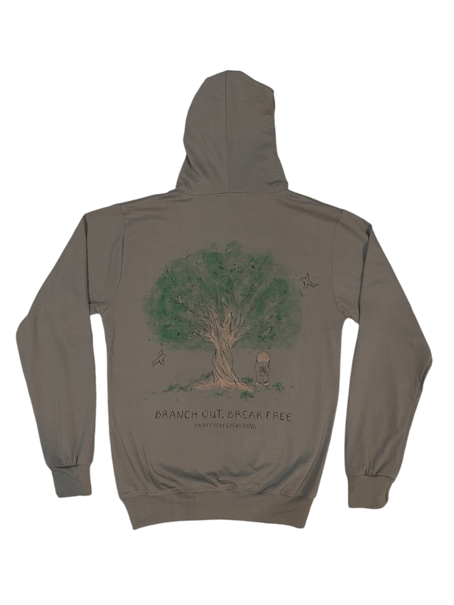 Olive Tree Lightweight Hoodie - Grey